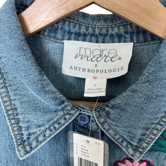 New Women’s Anthropologie Tops Cecily Embroidered Buttondown Size S - Picture 5 of 12